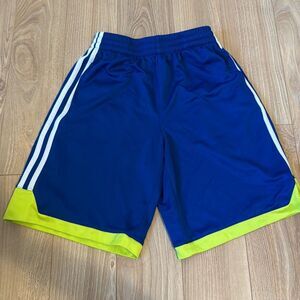 Adidas boys blue and green shorts size medium (10-12)